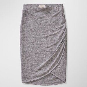 Aritzia Wilfred Free light heathered Grey Tyra Ruched Faux Wrap Skirt size S